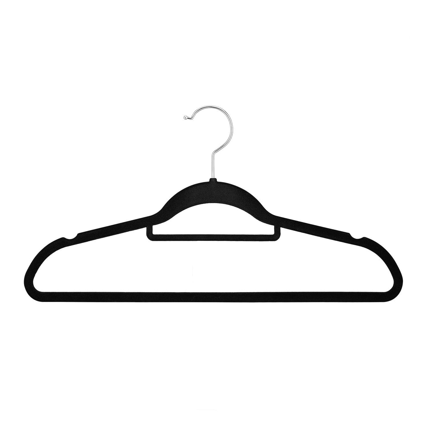 Juskys Velvet Hangers 50-piece Set - nonslip, slim, space-saving - flocked velvet hangers - swivel hooks - 50 Black Hangers