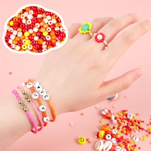 RUBY 3mm beads for making bracelets Beads for stringing with letter beads and smiley face beads DIY glass bead set for Christmas holidays birthdays rewards (48 colors)