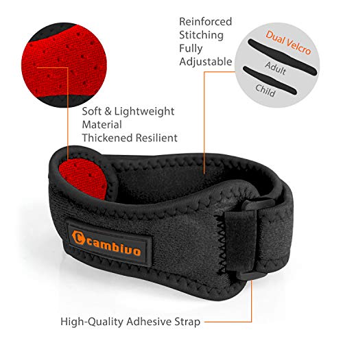 CAMBIVO 2 x Patella Knee Brace, Patellar Tendon Strap, Adjustable Knee Support for Women and Men during Sports, Hiking, Fitness, Baseball, Volleyball