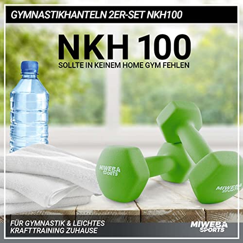 Miweba Sports Neoprene Dumbbell Set NKH100 | 𝐏𝐫𝐨𝐟𝐢 Dumbbell - Hex Dumbbells Set - Dumbbells - Dumbbell Set - Gym Dumbbells - Dumbbell Set - Dumbbell - 0.5-10 Kg (2X 5.0 kg, Green)