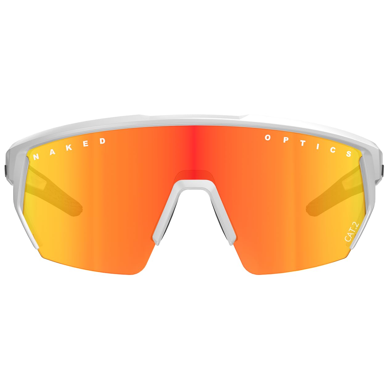 NAKED Optics BLADE Sports Glasses for Men, Women's Cycling Glasses, Sport Sunglasses with UV400 Protection, Quick Glasses, Road Cycling Glasses, Running Glasses, TR90 Frame (White (Red Lens))
