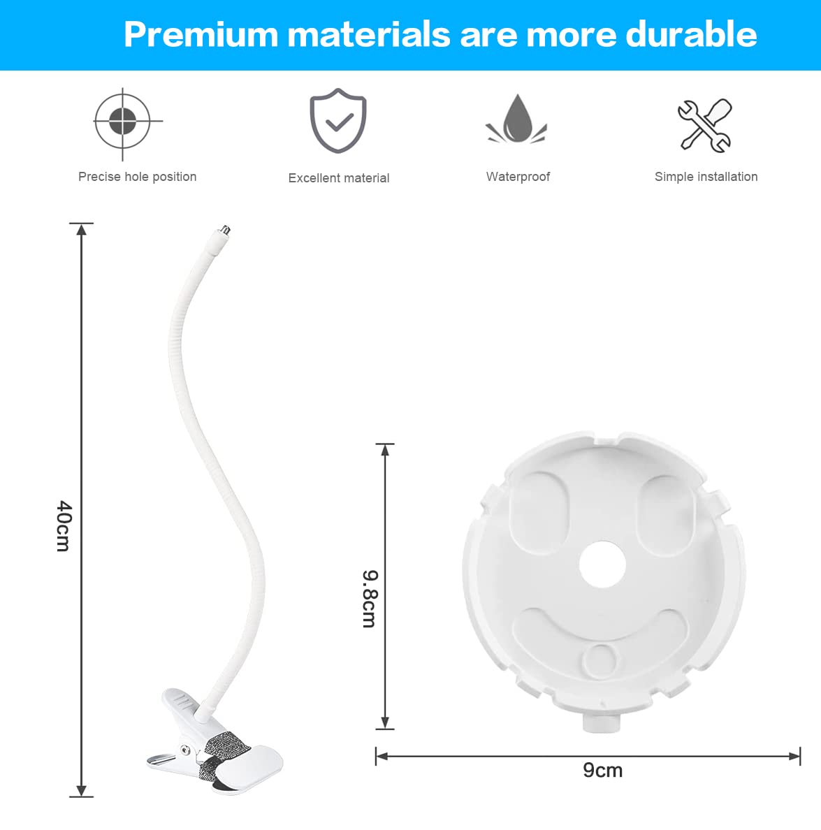 Monitor holder for Philips Avent baby monitors SCD843/26, SCD833/26, SCD891/26, SCD630/26. Flexible clip holder for Philips Avent video baby monitor, video baby camera mount stand.