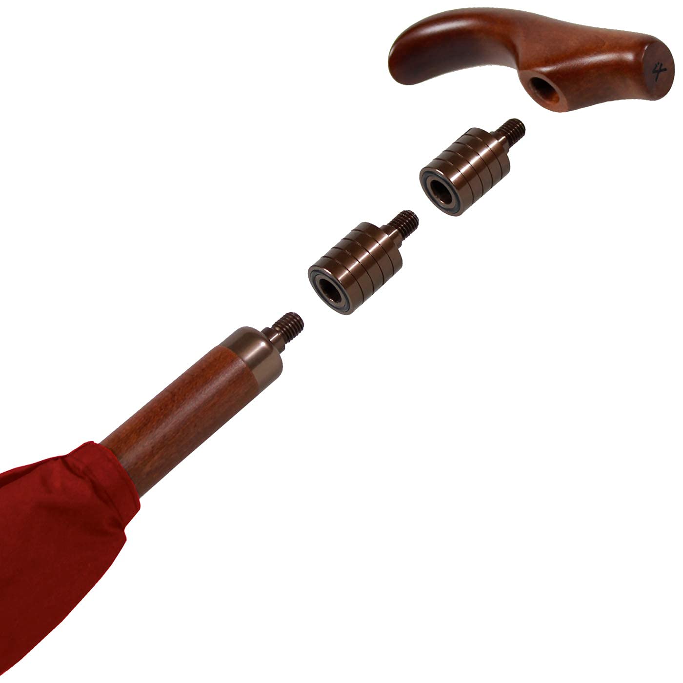 iX-brella Support Umbrella adjustable height with wooden handle - dark red