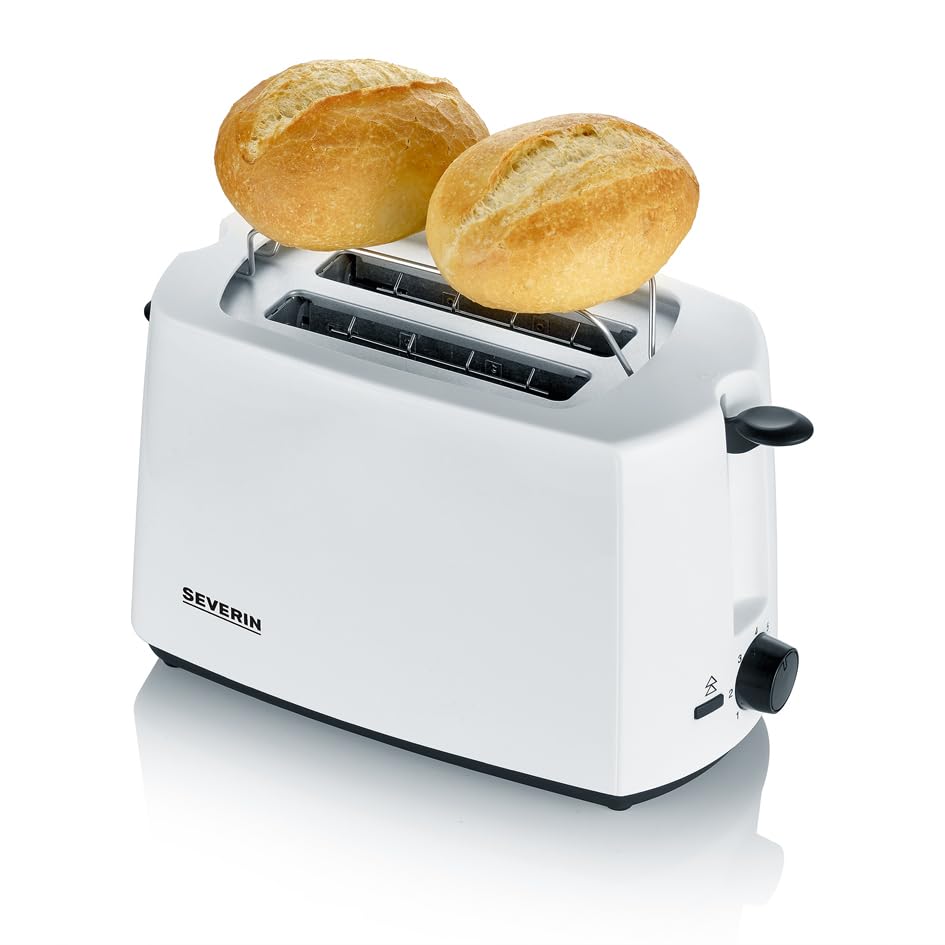 SEVERIN Automatic Toaster with roll attachment, high-quality, with crumb tray, 700 W power, white/black, AT 2286