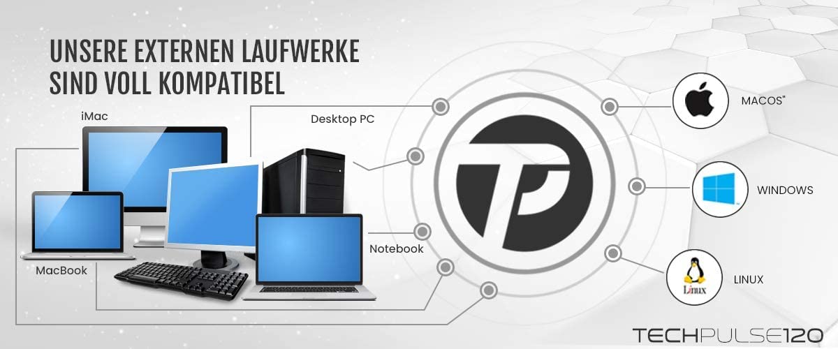 techPulse120 USB 3.0 3D External Blu-Ray Burner Burner M-Disc BDXL Superdrive Blu-ray Rom Drive BD DVD CD Slim for Computer Notebook Ultrabook Windows MacOS Apple iMac MacBook Pro Air Aluminum Black