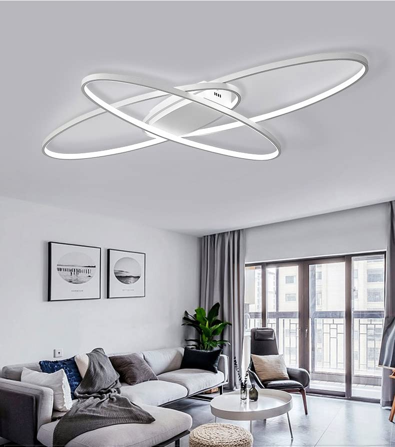 MQW LED Ceiling Light Dimmable Modern Ceiling Lamp Living Room Lamp Bedroom Lamp Ceiling with Remote Control 62W Interior Design Ceiling Lighting for Living Room Study Kitchen Office White, 130cm