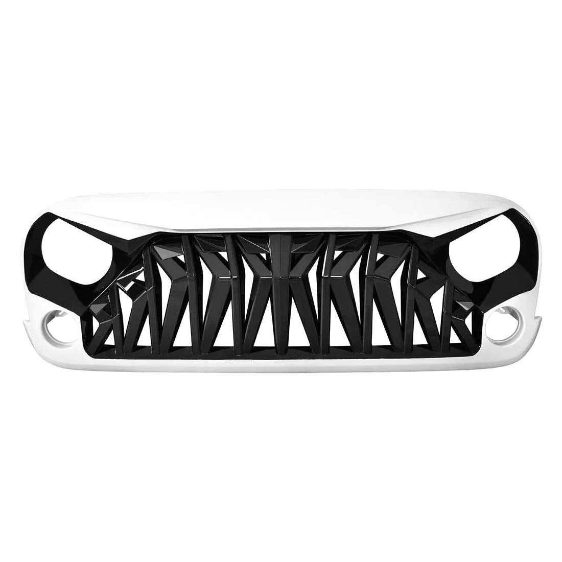 CStern Shark Style Front Grill Grille Grille Ventilation Grille Black-White compatible with JK 2007-2018