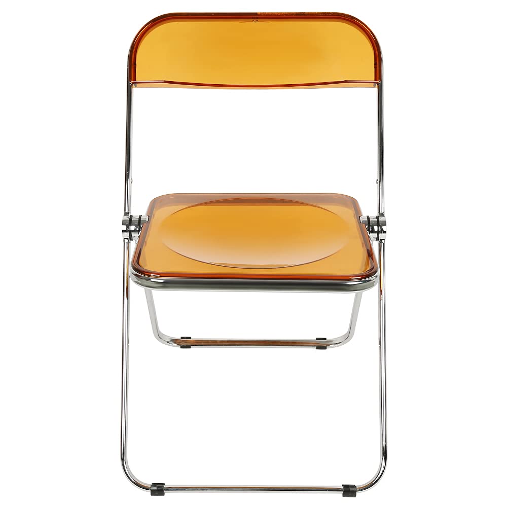Willonin Transparent Folding Chair for Banquet Conference Party - Strong Sturdy Metal Frame Acrylic Balcony Sunbathing Durable And Lightweight (Yellow)