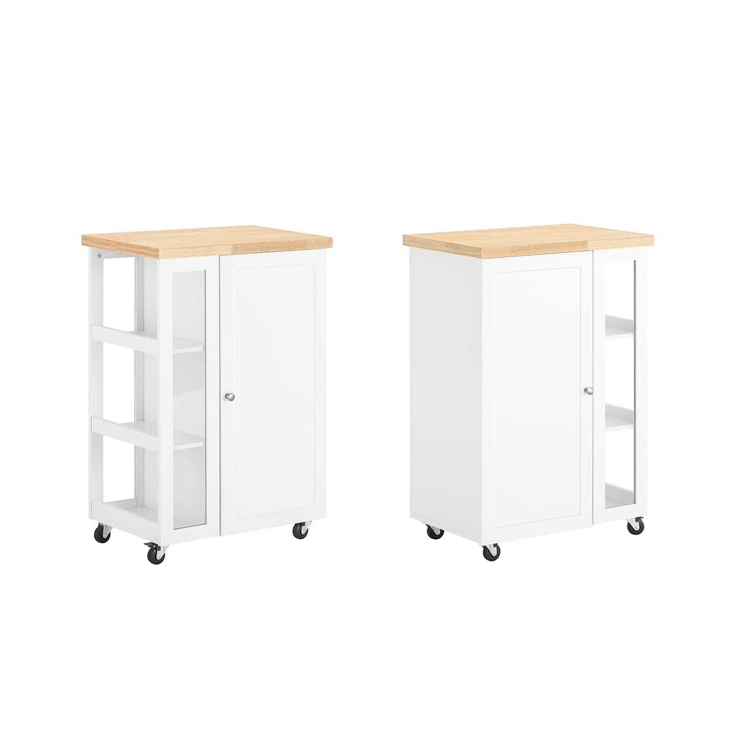 SoBuy rolling kitchen cart serving cart side table with 3 shelves kitchen cart for kitchen, living room, dining room white-natural BHT approx. 60x90x40cm FKW75-WN