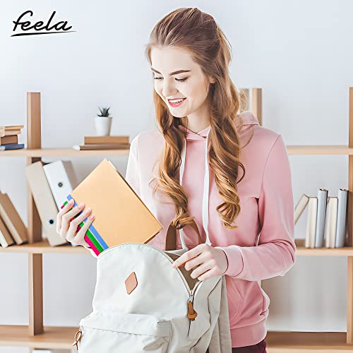 feela Notebooks with kraft paper cover, lined, blank, travel journal, rainbow spine, for students, business, 60 pages, 21.1 x 14 cm, A5, 16 colors, 48 pieces