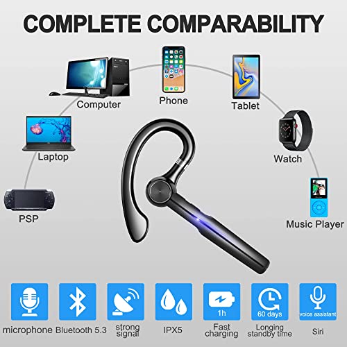 Ceppekyy Bluetooth headset phone with microphone, wireless in-ear headphones, 48hrs talk time, Bluetooth hands-free, new gold for iPhone Samsung Android.