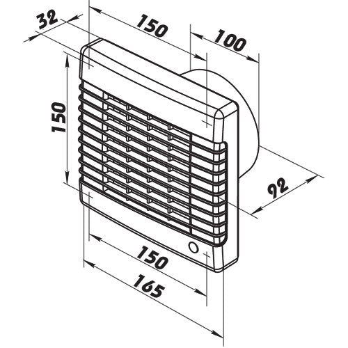 Bathroom exhaust fan with overrun timer, motion sensor, powerful motor, and ball bearings | Dalap 100 LVMZ
