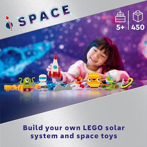 LEGO Classic Creative Space Planets & Classic Creative Monster Creative Set Bricks, box with building blocks for kids aged 4+, construction toy 11017