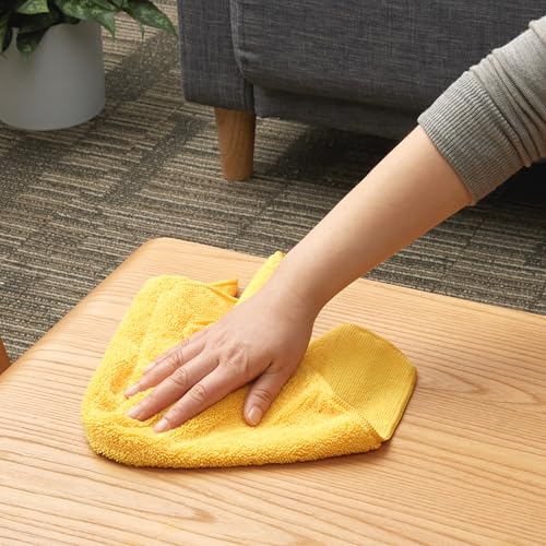 Amazon Basics microfiber towels for cars, dual-sided cleaning cloth, 12 pieces, 40 x 40 cm, Yellow