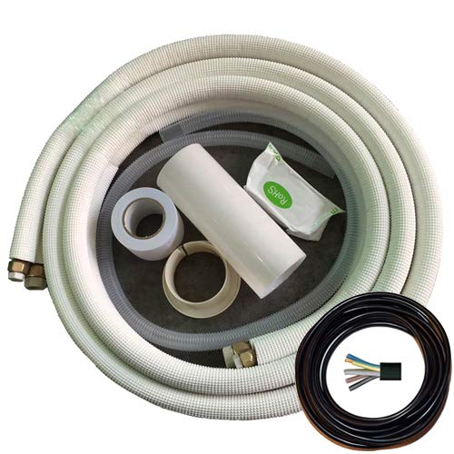 2x 7m copper refrigerant line copper pipe for split air conditioner 9000/12000 btu 2.7kW/3.6kW air conditioning unit pure copper (1x 1/4 inch + 1x 3/8 inch)