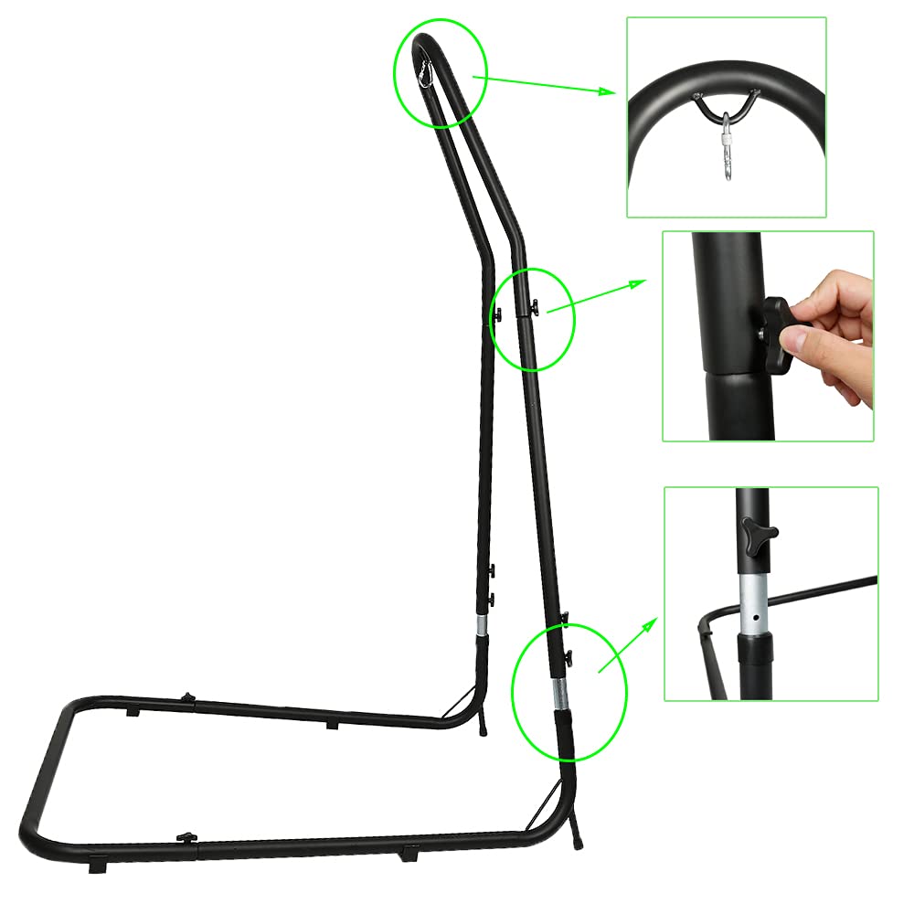 Hanging chair made of metal, hammock chair on stand, indoor hammock, adjustable height (200 - 250 cm), for garden, balcony, bedroom, max load 150 kg, Style C