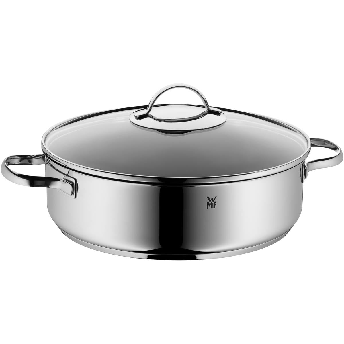 WMF Roasting pan 28cm Induction, Braising pot with lid 5l, Cromargan stainless steel coated, ovenproof, high rim