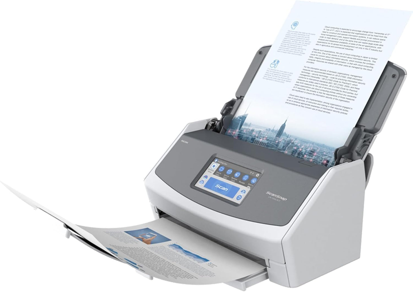 iX1600 ScanSnap Scanner (White) - A4, A5, A6, B5, B6, business card, postcard, letter, legal, and custom sizes, duplex, Wi-Fi, USB3.2, (40 pages/80 images/min) with ADF, White, ADF, 40 ppm