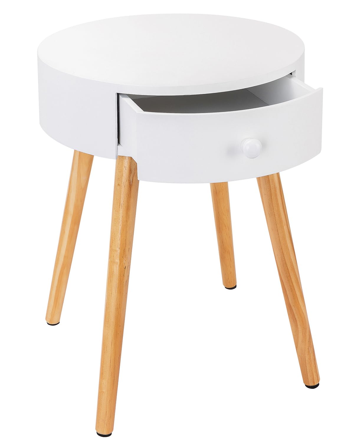 WOLTU bedside table set of 2 nightstands with drawer, legs, made of wood, MDF, white, 38x38x48cm (WxDxH), TS51ws-2