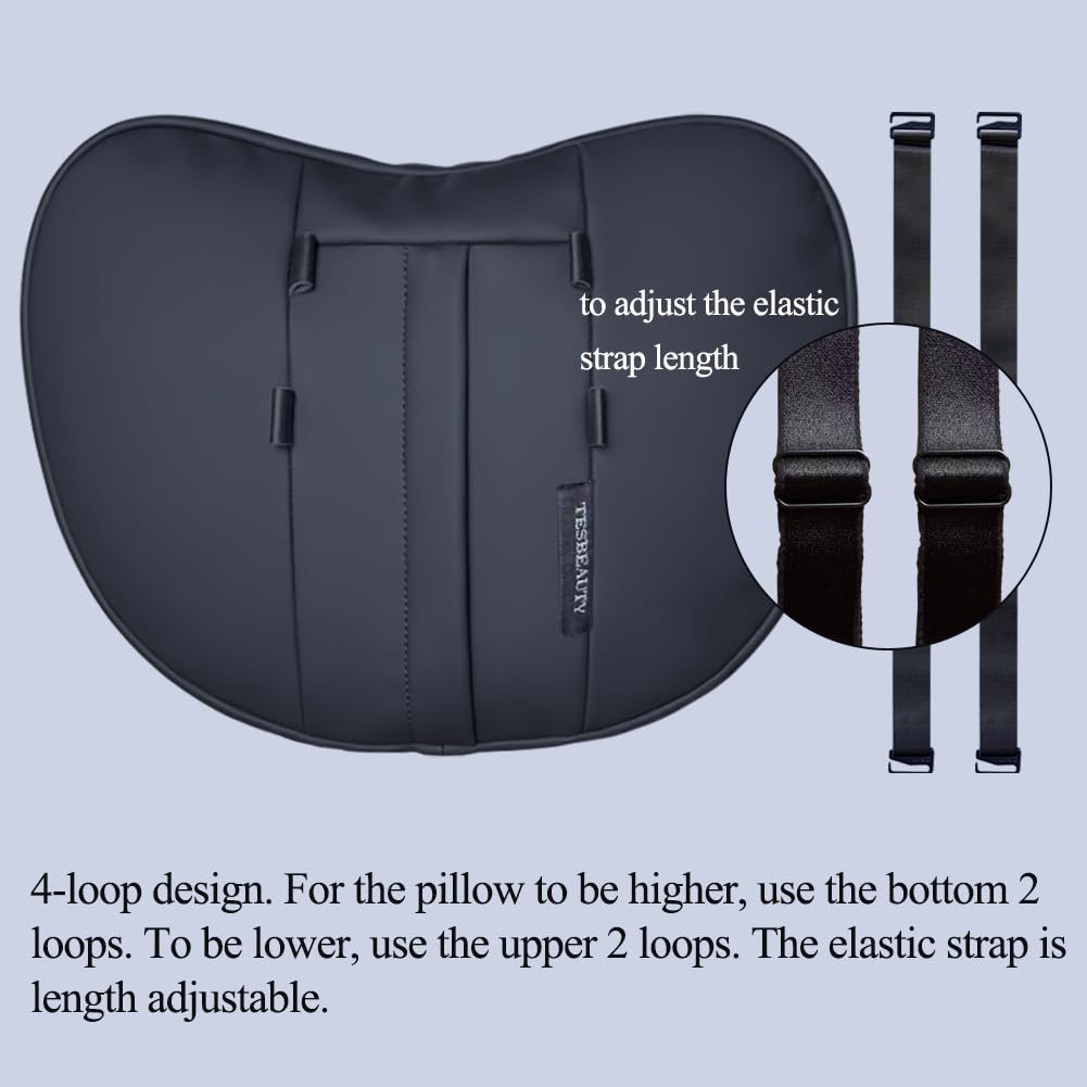 TANOLA Tesbeauty Tesla headrest cushions, neck pillows, unique design, genuine Nappa leather, Black, 2 pack, Rest