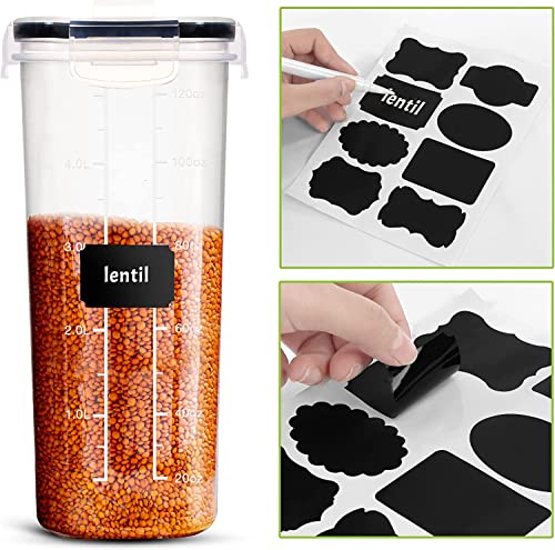 KICHLY Storage Jars (Set of 4) - BPA-free, airtight plastic containers for storing pasta, grains, flour, rice, and for pets.