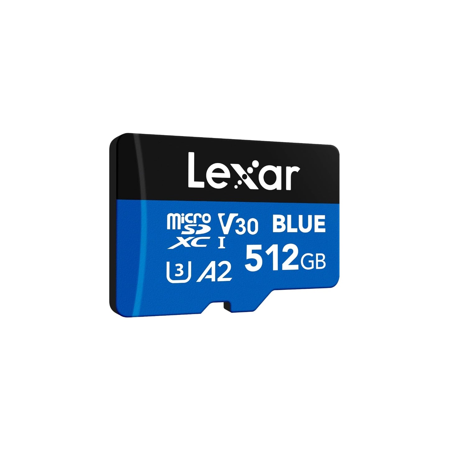 Lexar Blue Micro SD Card 512GB, up to 160 MB/s read, microSDXC UHS-I card, Class 10, U3, V30, A2, Full HD & 4K video, high-speed memory card for smartphones/tablets/action cameras.