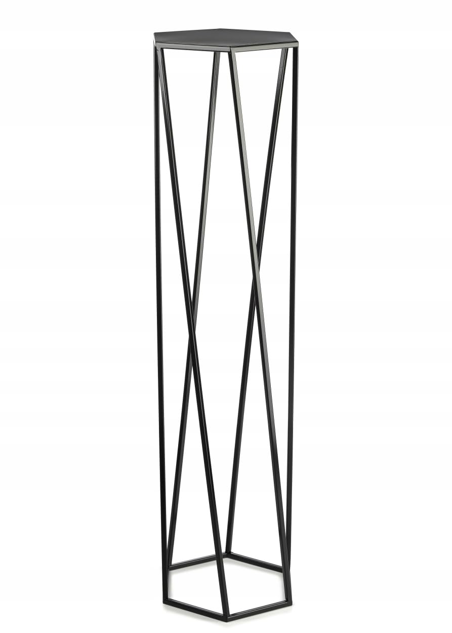 HowHomely Black Metal Flower Stand 100 cm Tall - Sturdy Hexagonal Flower Pot Stand - Loft-style Plant Stand for Indoor Decoration.
