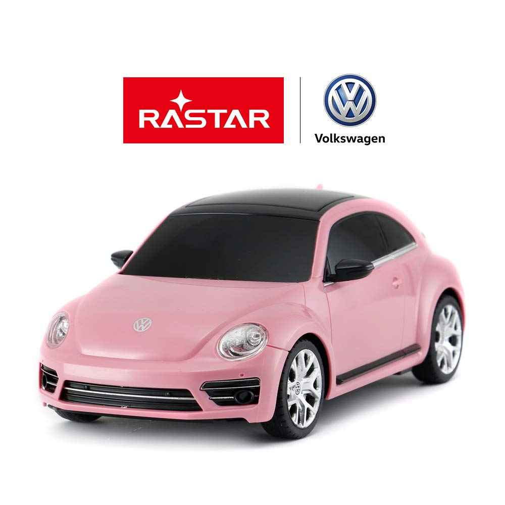Rastar remote-controlled Volkswagen Beetle, scale 1:24, kids' remote-controlled racing car, pink toy car for kids/girls/toddlers.