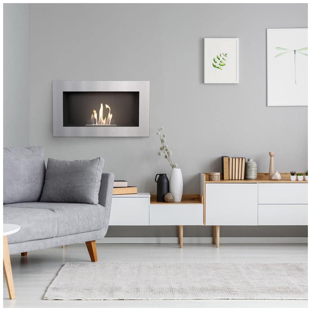 Short bio fireplace, decorative wall fireplace Golf black Closed 374mm x 648mm TÜV - Rheinland tested