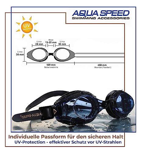 Aqua Speed Lumina swimming goggles with optical lenses -4.0 for adults teenagers | Swim Goggles Anti-Fog | UV Swimming Goggles | Competition | Swim Goggles Swim Training - Black - Tinted