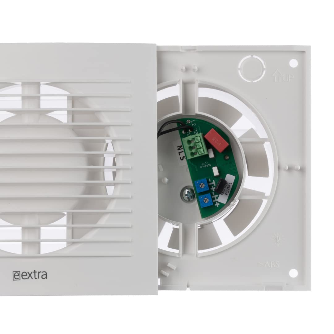 EUROPLAST Ø 100mm bathroom fan with humidity sensor and timer. Quiet ventilation - made of plastic - White.