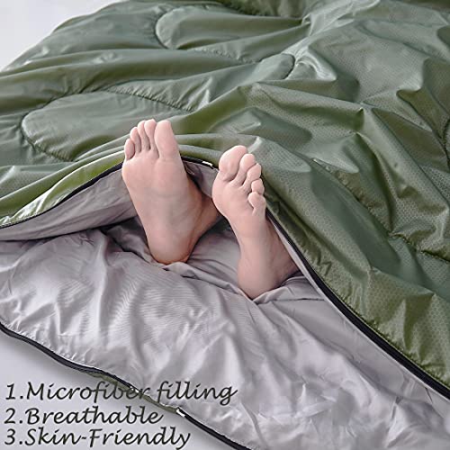 Tuphen Double Sleeping Bag, Sleeping Bag with 2 Pillows, Queen Size XL Bag for 2 People, Cold Warm Weather- 3 Season, Waterproof Adult Sleeping Bag for Camping, Backpacking or Hiking