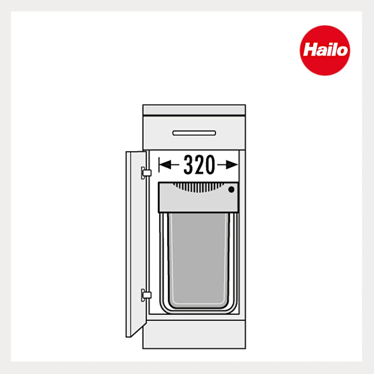 Hailo waste collector 3668401 | Easy-Cargo Solo trash can | Large 40L built-in trash can for the kitchen | Waste bin for 40 cm cabinet width | Waste separation system, plastic light gray