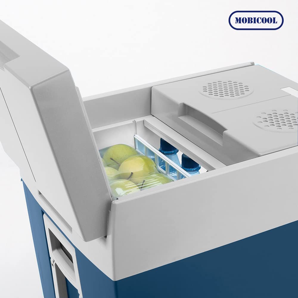 Mobicool MT48W AC/DC - electric cooler with wheels suitable for a complete crate of drinks/beer, 48 liters, 12V and 230V for car, truck, boat, camper, and socket.