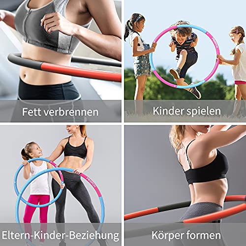 PROIRON Hula Hoop for Adults & Kids, Hula Hoop with 1.2/1.8kg weights and 73-98cm foam, adjustable Hula Hoop.