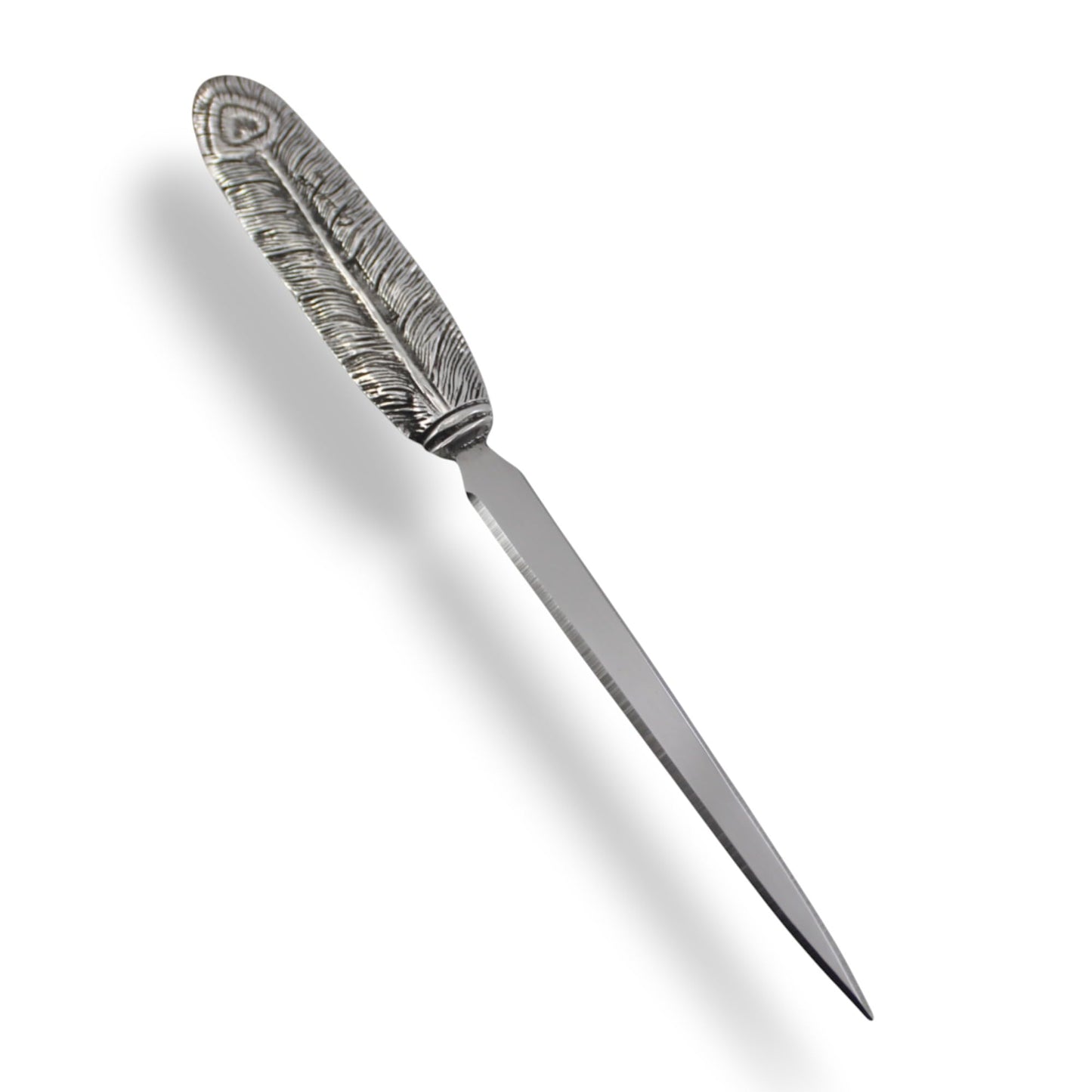 Cavagnini, elegant letter opener made of stainless steel and pewter, including gift box (Quill)