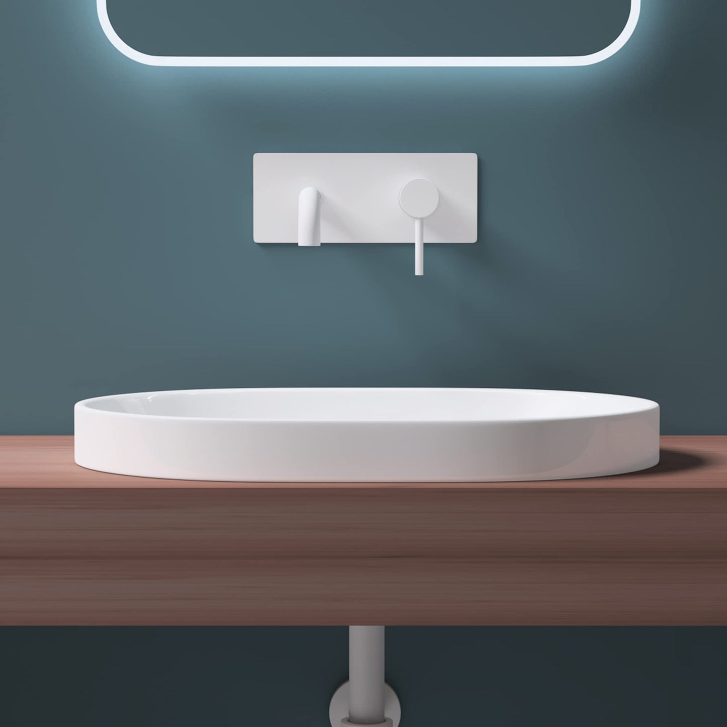 May & May countertop sink, white Brussels5006 made of ceramic, with nano-coating.