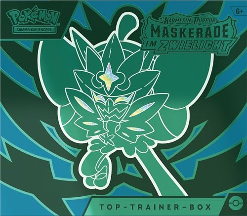 Pokémon Trading Card Game: Top Trainer Box Crimson & Purple - Masquerade in Twilight (1 full-art promo card featuring Turquoise-masked Ogrepon, 9 booster packs & premium accessories)