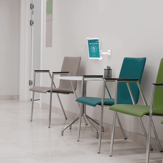 Barkan Lockable Tablet Mount Holder for 8.7-12 inch devices, with anti-theft feature, full motion articulating, 360 degree rotation. Compatible with Apple iPad/Air/Mini and Samsung Galaxy tablets.