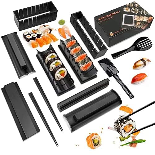 Sushi Maker Kit Plastic Premium Set Sushi Tool Set Sushi Rice Roll Mold DIY Sushi Roller Tool for beginners at home (12 pieces)