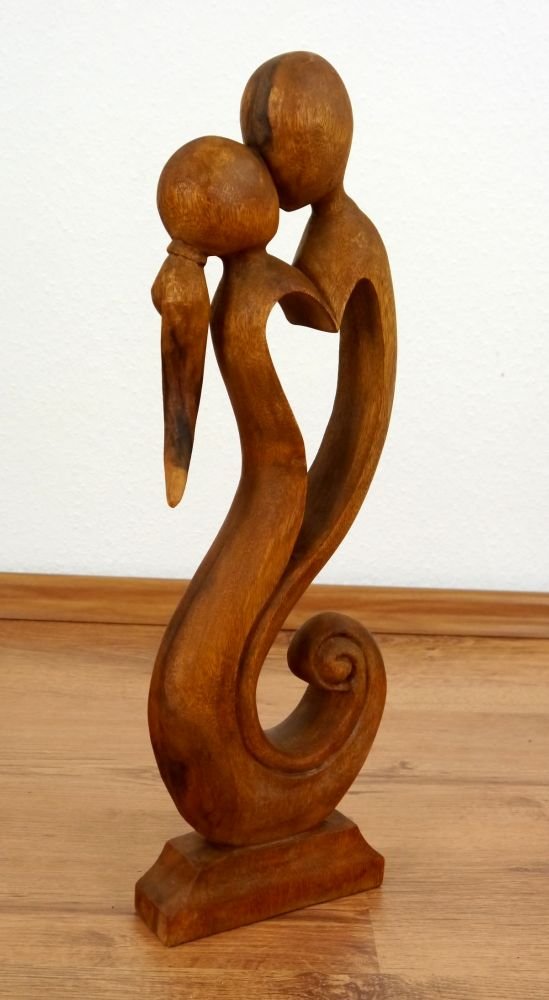 Sculpture of love and security, wooden figurine, statue, couple in love, decorative figure, (handmade)