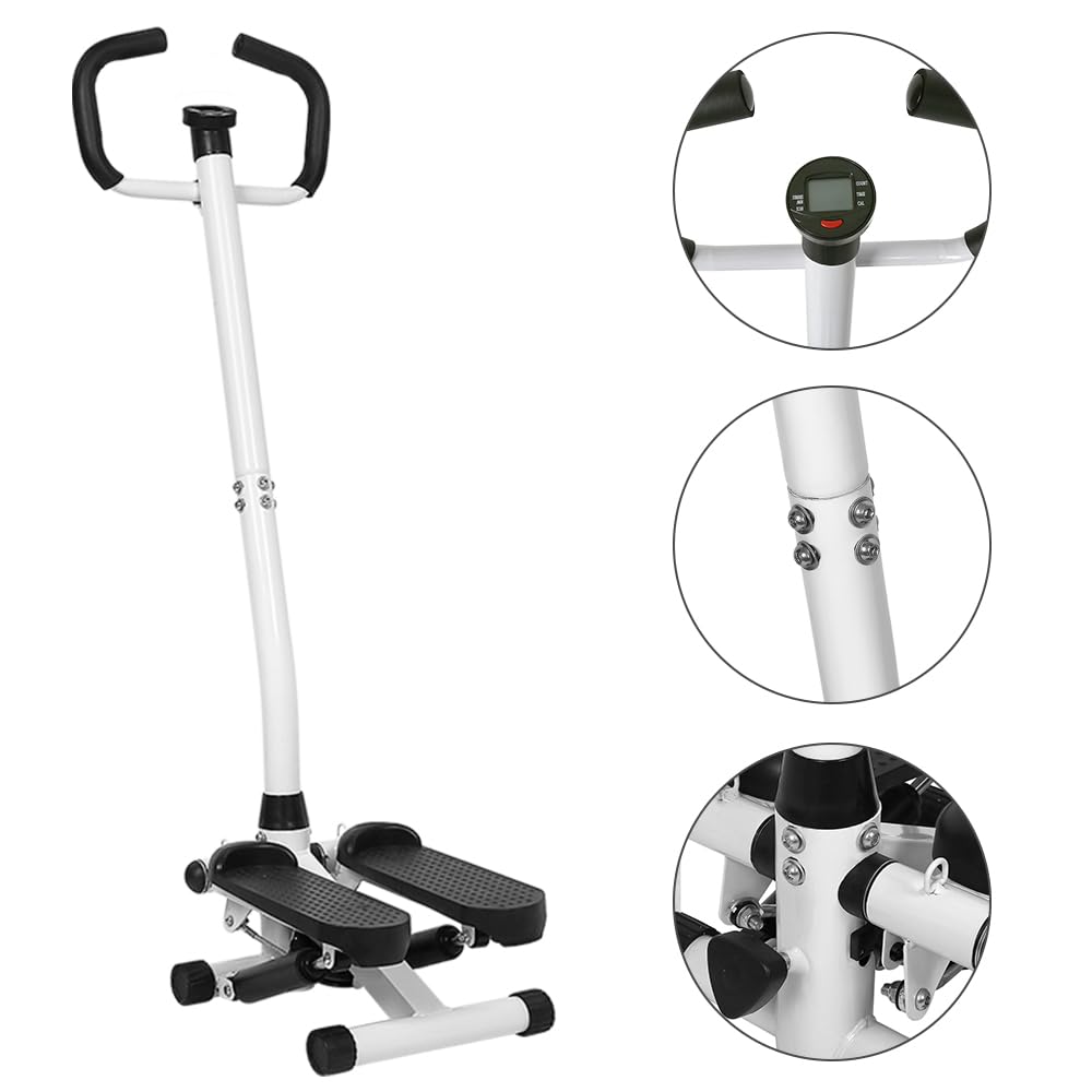 Stepper with handle and LCD monitor, twist stepper for aerobic and fitness, height-adjustable stepper for home.