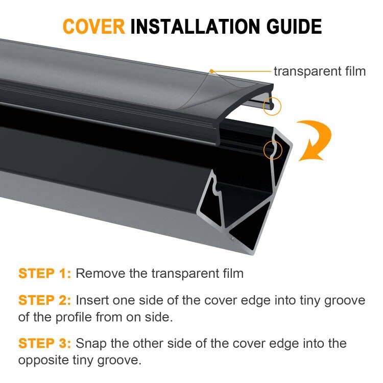 Angdarun LED profile, LED aluminum profile 6x1m V-shape aluminum profiles for LED strips/strips/stripe/end caps (1M-6V-B)