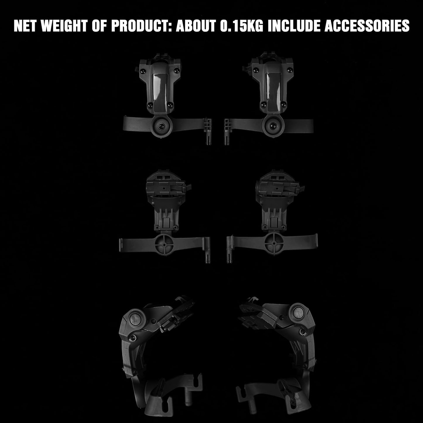 Fast Helmet ARC Rail Adapter COMTAC3 Tactical Pickup Headset Suspension Headphones Bracket with Multi-Angle Rotation for OPS Core ARC & Team Wendy Rail, Supporting Hunting Earmuffs (Black)