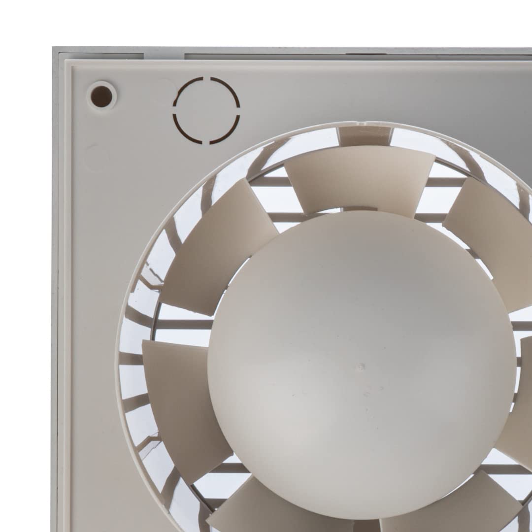 EUROPLAST Ø 150mm bathroom fan with humidity sensor and timer. Quiet plastic ventilator in silver.