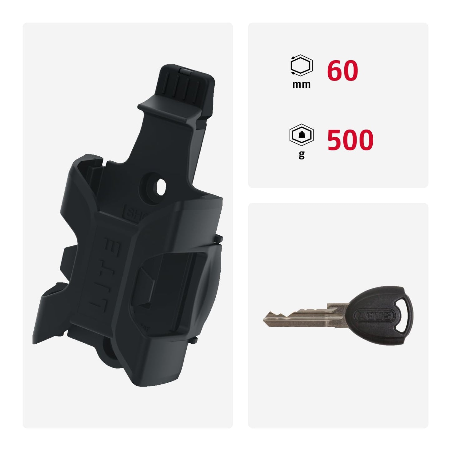ABUS folding lock Bordo Lite 6055K SH with holder - Extra-light bike lock made of special steel - ABUS security level 7 - 60 cm - Black