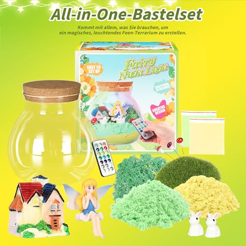 Doyran Fairy Gifts for Girls - Glowing Fairy Terrarium Craft Kit for Kids - Craft Toy Birthday Gifts for Children Ages 4, 5, 6, 7, 8, 9, 10, 11 years