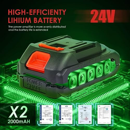 6 inch Mini Chainsaw with Battery, Aoresac Battery chainsaw with 2 Batteries and Chains, 800W Safety Button One-Hand Chainsaw for Hand Chainsaw for Cutting Branches and Garden
