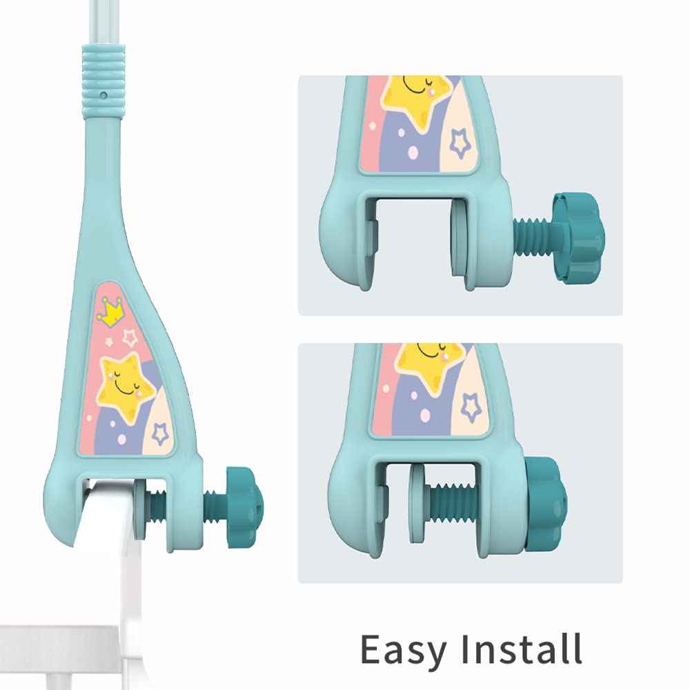 Eners Baby Music Mobile Crib, Wind-up Music Box Mobile for Baby Girl Boy, Mobile Holder for Crib Changing Table with Music and Light & Remote Control and Rotation Function (Green)