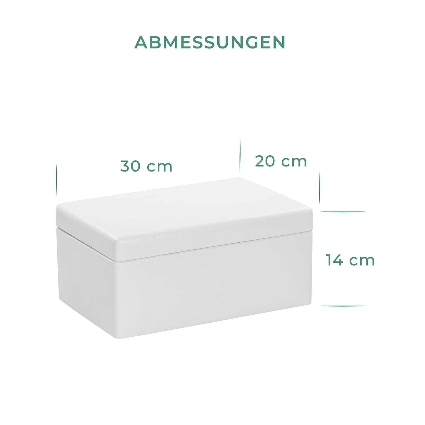 LAUBLUST Wooden Box with Lid - 30x20x14cm, White, FSC - Storage Box | Memory Box | Crafting & Gift Box